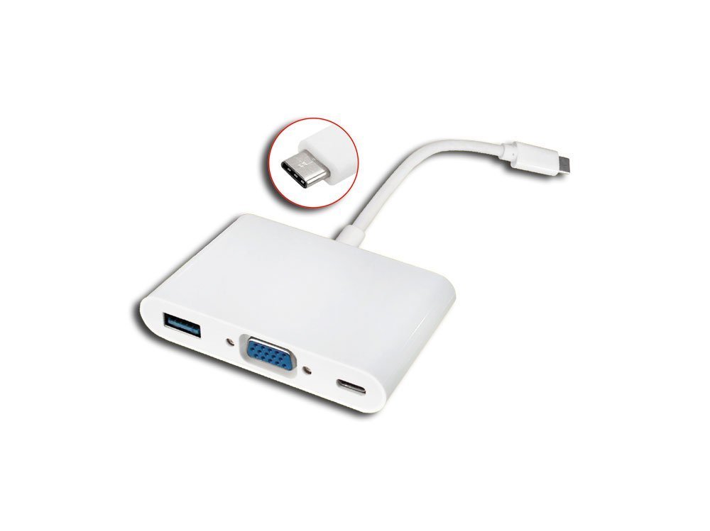 Adaptador USB-C Macho a VGA/Tipo C/USB-A Hembra M-702 MIYAKO USA